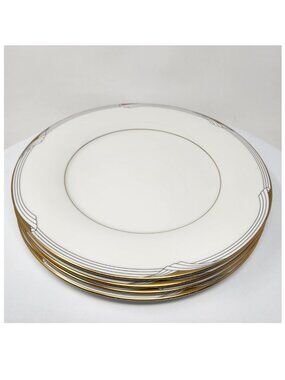 4 Noritake Golden Cove Salad Plates Fine China 7719 Made Japan Cream Grey Gold